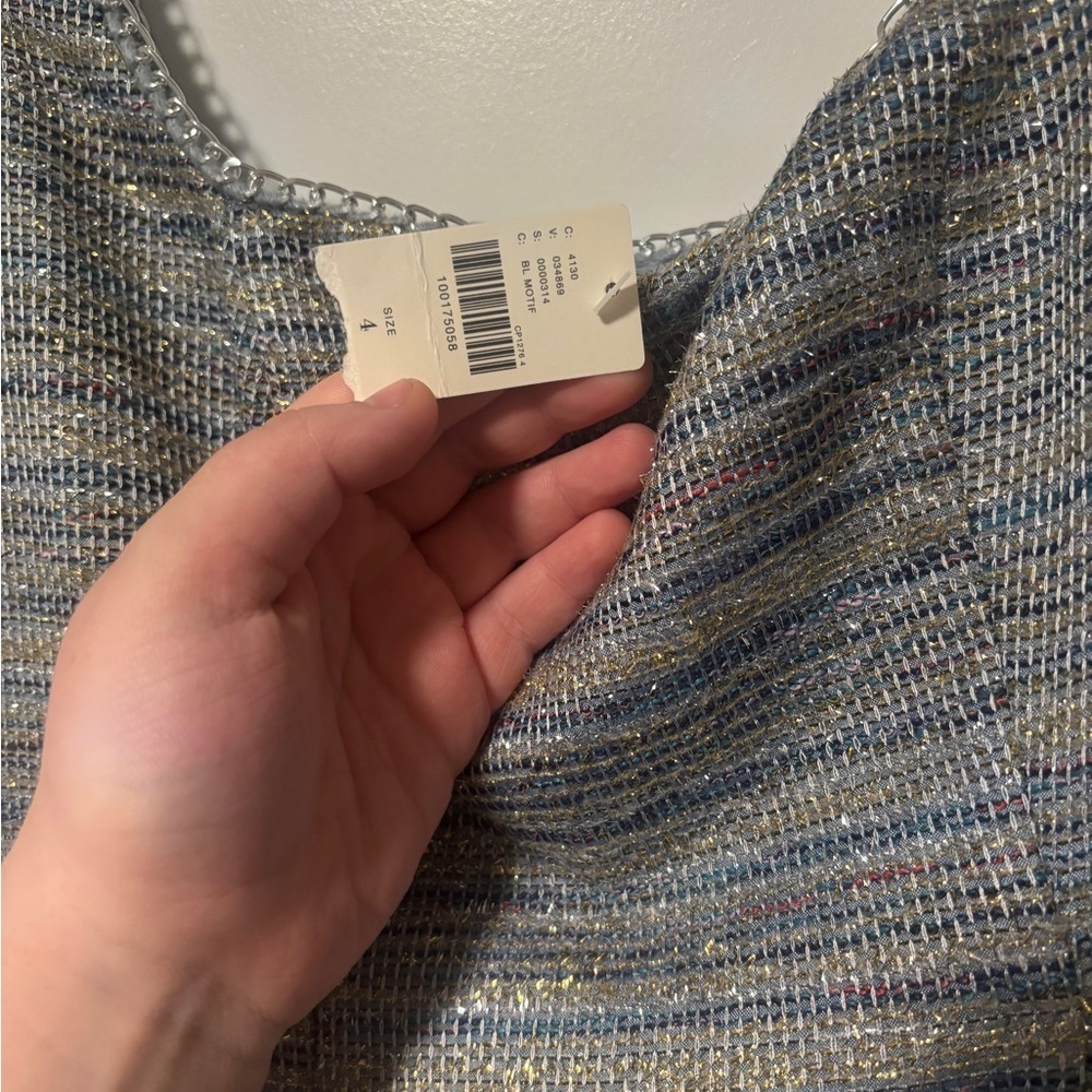 NWT ✨ Maeve Anthropologie Sleeveless Square-Neck Tweed Fit & Flare Mini Dress - Picture 4 of 8